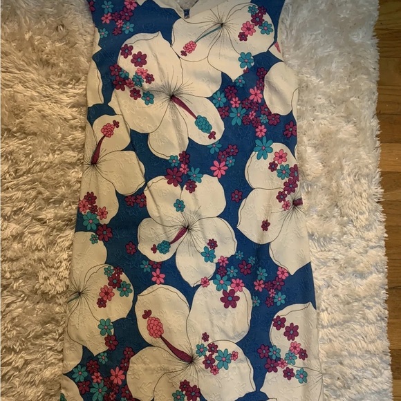 1960’s Vintage Hawaiian Surf Blue White Psychedelic Scalloped Hem Mini Dress EC - Picture 7 of 15